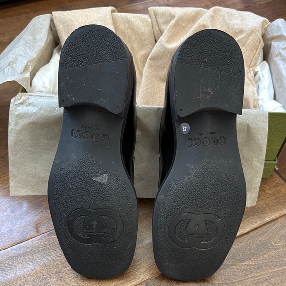 Women’s GG Gucci Black Leather Loafers - Size 42 (US 12) - Picture 5 of 11